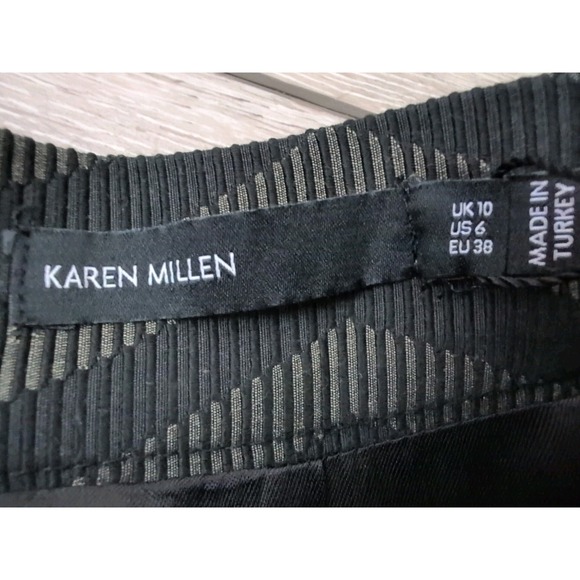 Karen Millen Black Brown Chevron Stripe A-line Flare Skirt Size 6 NWT - Picture 3 of 5